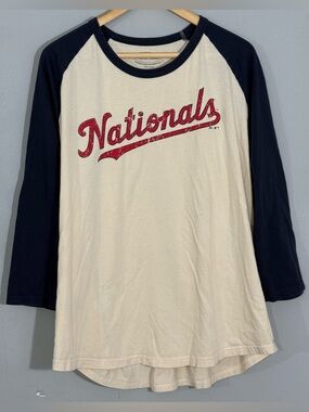 Majestic Threads Washington Nationals MLB 2X Raglan 3/4 Sleeve Baseball Shirt